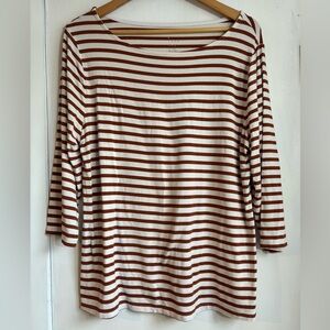 a new day Brown and Cream Striped Long Sleeve Top